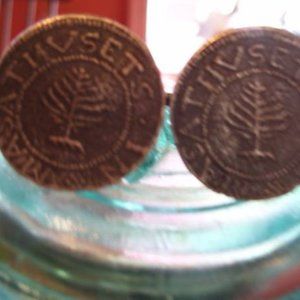 vintage 1652 new england shilling cufflinks
